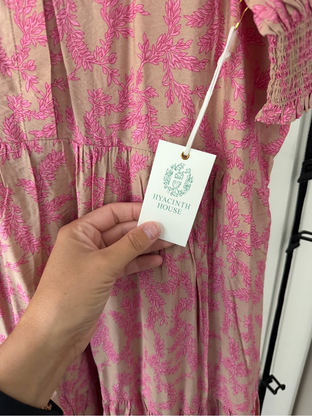 Hyacinth House size Medium Pink and Cream Floral Tiered Maxi Dress - Picture 3 of 4